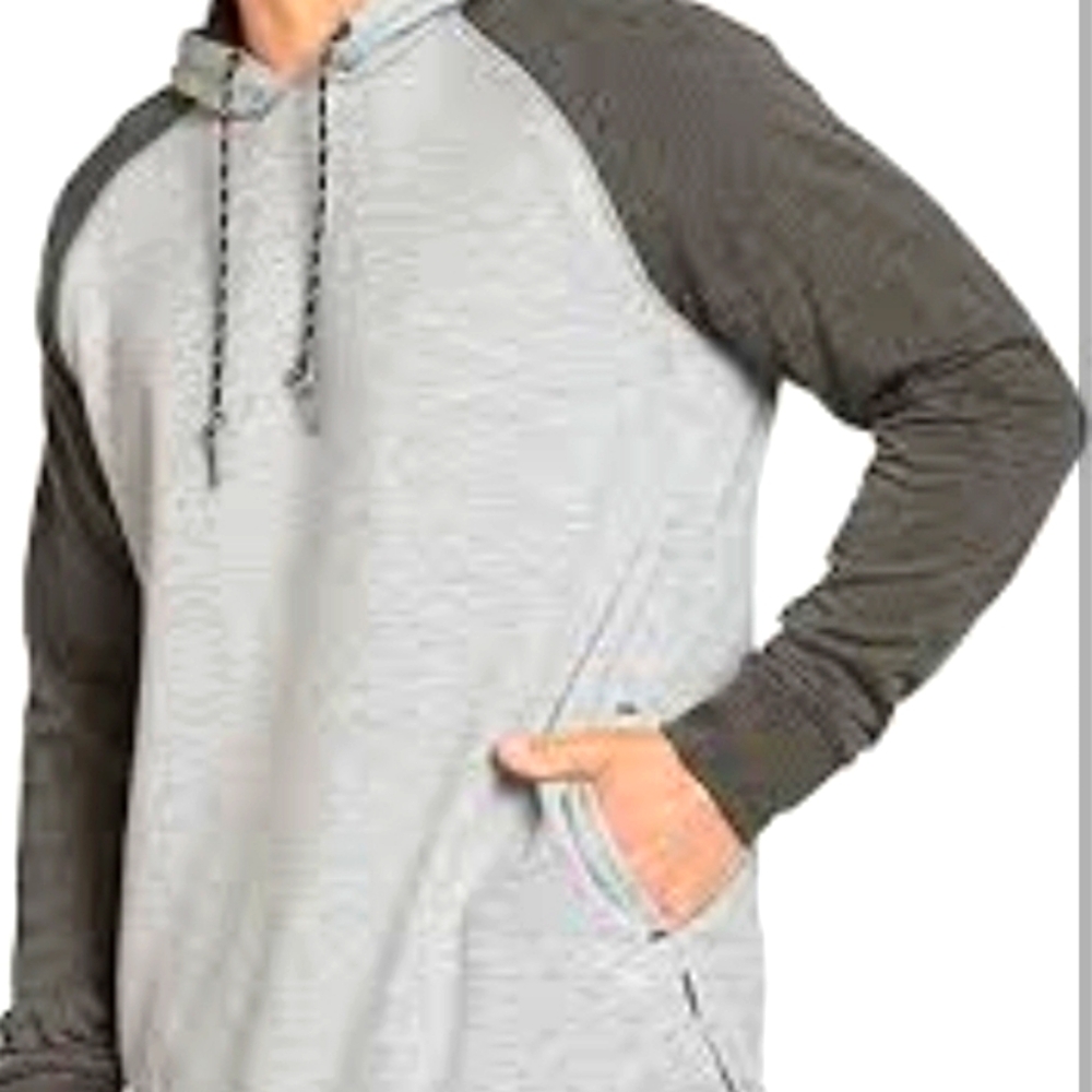 Jockey Cozy Fleece Color-block Hoodie Light Gray Hthr and Charcoal Size Med. NWT